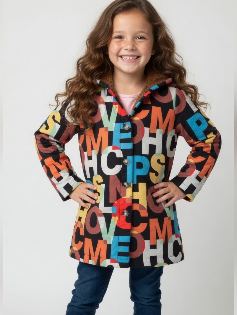 Vibrant Multicolor Kids Pea Coat